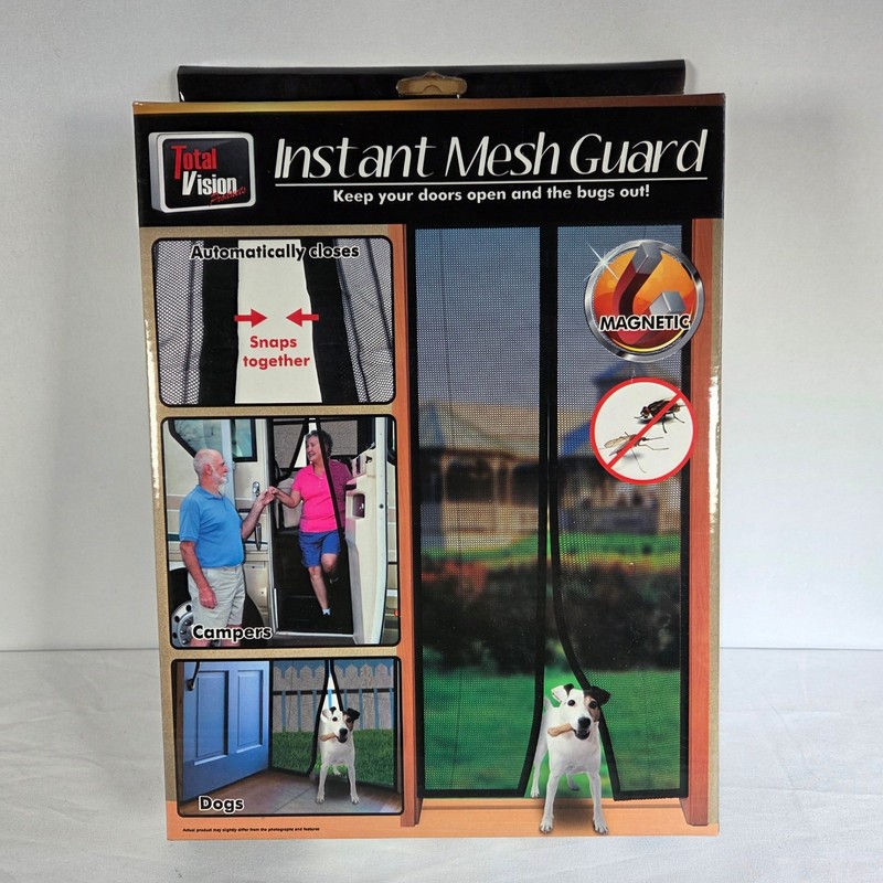 Total Vision Instant Mesh Guard Magnetic Screen Door Black Bug Insect Screen