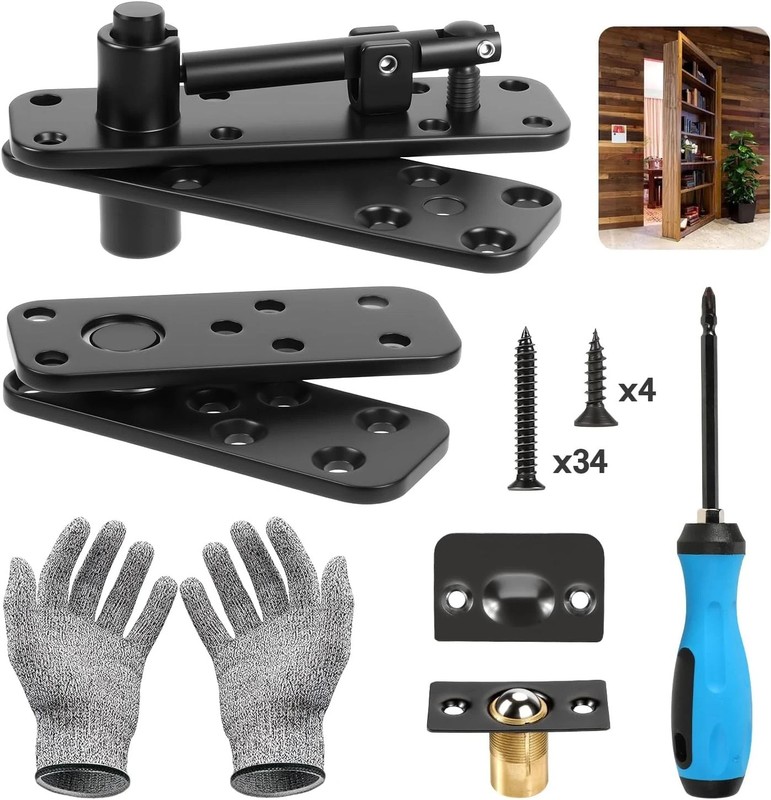 Murphy Door Pivot Hinge Kit, Hidden Door Hinge Hardware Kit, 570 Lbs Load-Bea