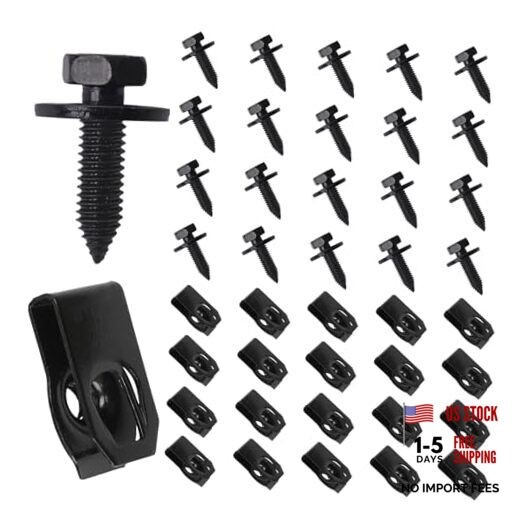 1/4 U-Nut Clips & Fender Body Bolt Kit, 20Sets 1/4 Body Bolts Kit,1.04″Length