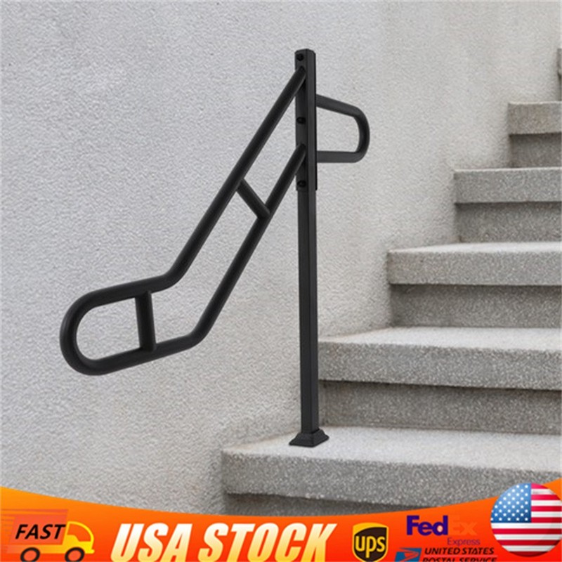 Single Post Handrail Floor Mount 1-3 Steps Stair Railing For Porch Balcony Patio