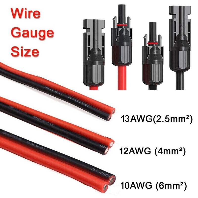 Solar Panel Extension Cable Wire Connector Regulator 2.5/4/6mm² 1M-10M gallery