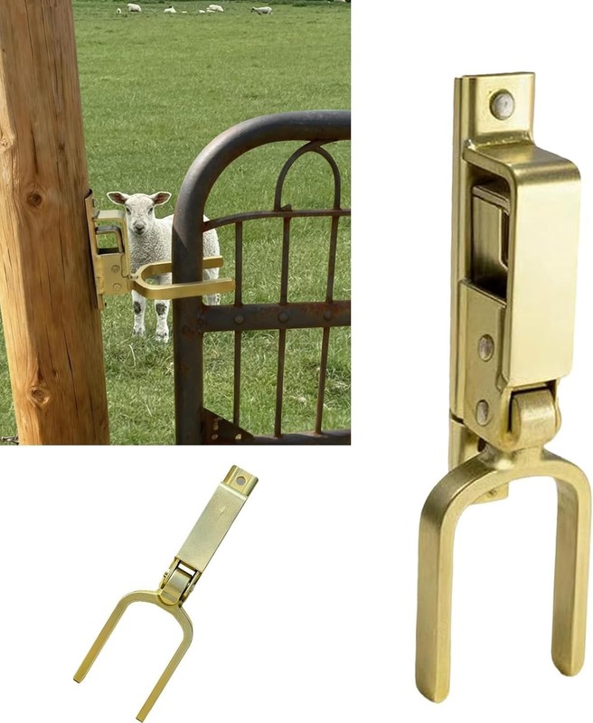 Heavy Duty Gate Latch Steel Automatic Lock for Farm Ranch Backyard One Hand Easy