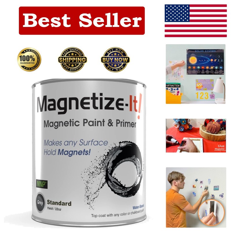 32oz Magnetic Paint & Primer – Create Interactive Walls with Water Resistance