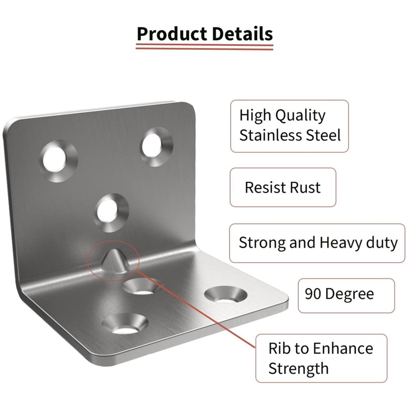Rust-Resistant Silver Corner Brackets, 30 Count