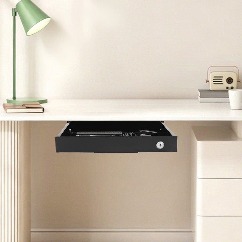 Drawer Storage Organizer With Lock, Iron Pull-out Drawer 14.17*10.63*1.97in