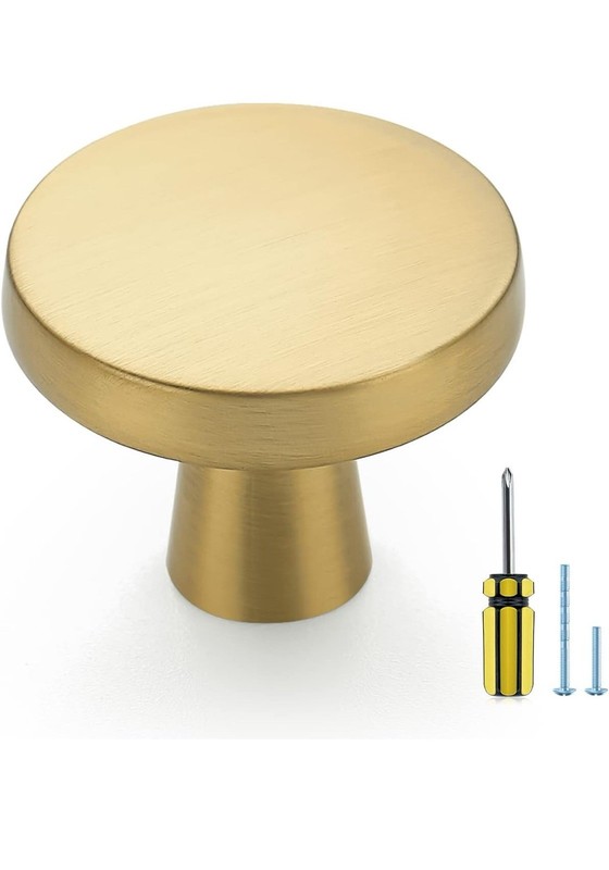 30 Pack Solid Knobs Kitchen Cabinet Round Pulls Dresser Handles Gold Cupboard…
