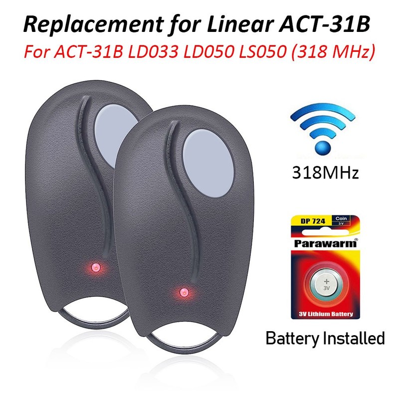 2 For Linear Megacode ACT-31B ACP00879 Key Chain Garage Door Remote Control Fob