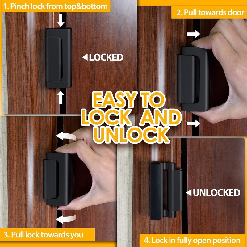 Home Security Door Reinforcement Lock Childproof 800lb Inward Swinging LatchLock gallery