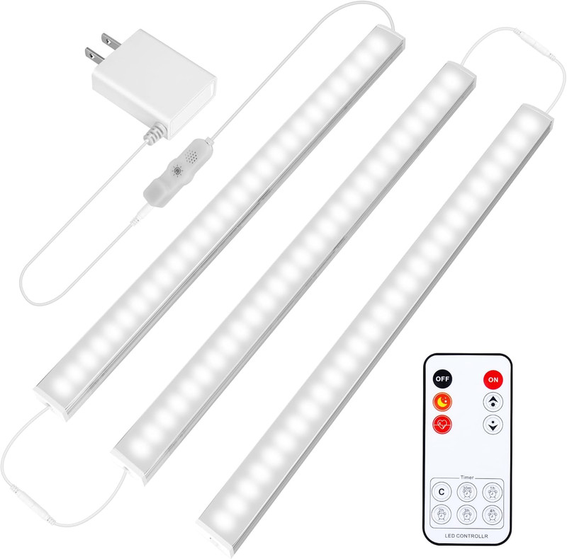 under Cabinet Lights Plug In, 3 Pcs 12 Inch Ultra Thin under Cabinet Lighting, S
