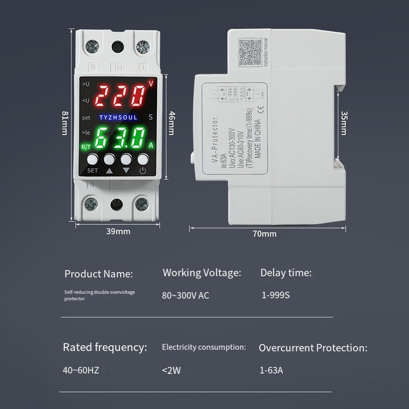 Smart Voltage Protector Device with Dual Display and Over Under Current Relay gallery