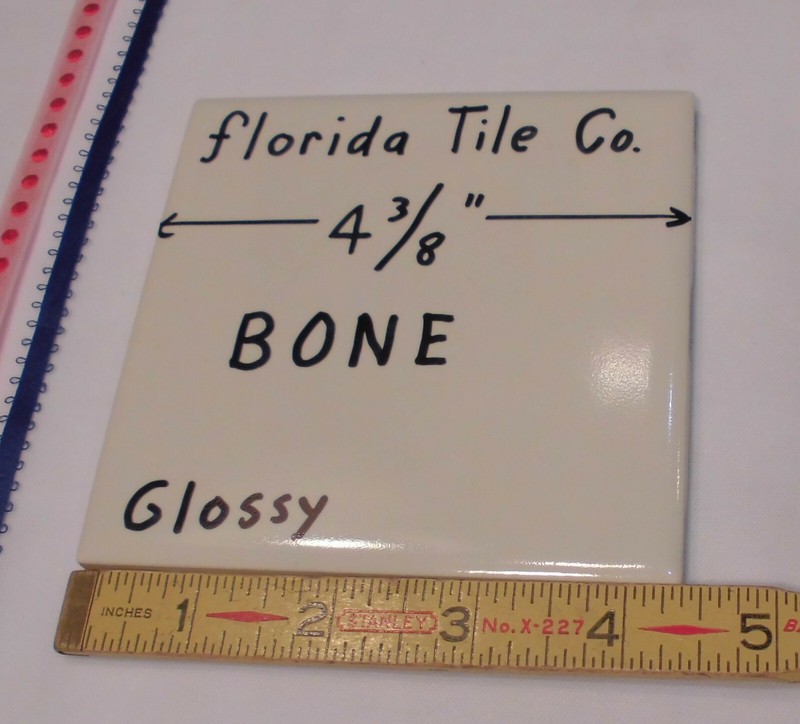 1 pc. *Bone Color* 4-3/8″ Glossy Ceramic Tile by Florida Tile Co. Mint New