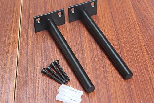 12 Pcs 6" Black Solid Steel Floating Shelf Bracket Blind Shelf Supports - Hidden gallery