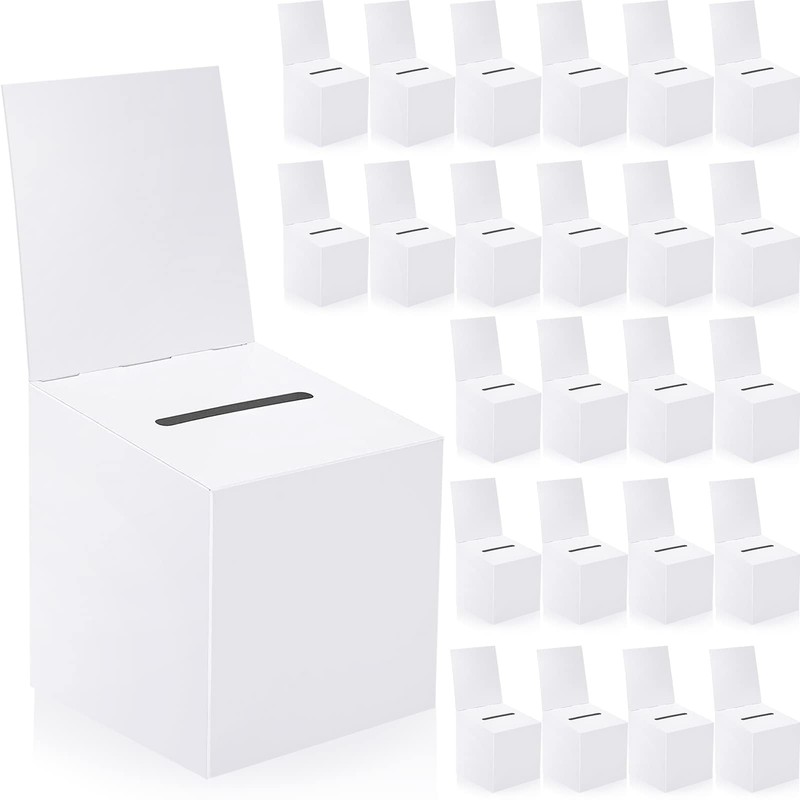 24 PCS Raffle Boxes Ballot Box Slot Cardboard Ticket 6x6x6 Inch Events