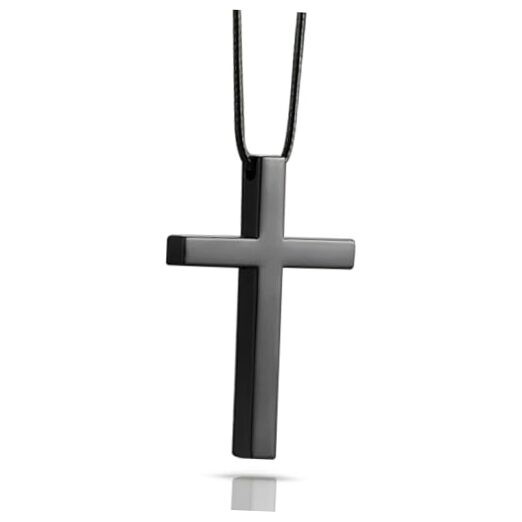 Cross Hanging Ornaments for Rear View Mirror – Metal Car Charm, Auto Black