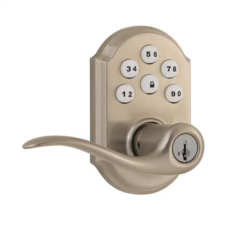 Z-Wave Smartcode Lifetime Satin Nickel Keypad Electronic Tustin Door Handle Feat gallery