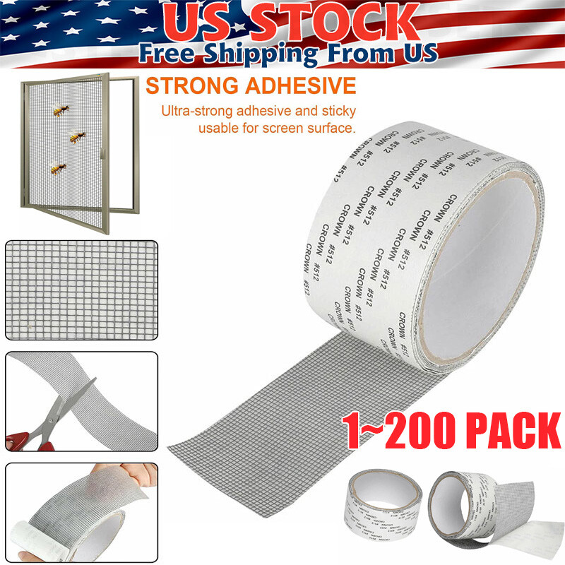 Window Screen Repair Patch Adhesive Fiberglass Mesh Hole Repair Tape 5*200cm US