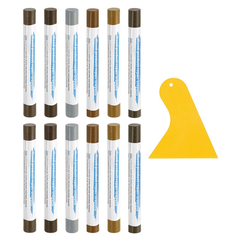 12Pcs Wood Filler Sticks, Wood Repair Kit, 12 Colors & Natural Series