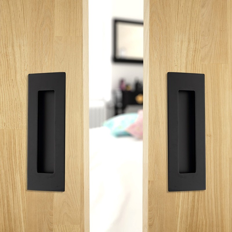 Recessed Finger Flush Pulls 6 Inch Matte Black Stainless Steel Door 4 PCS gallery