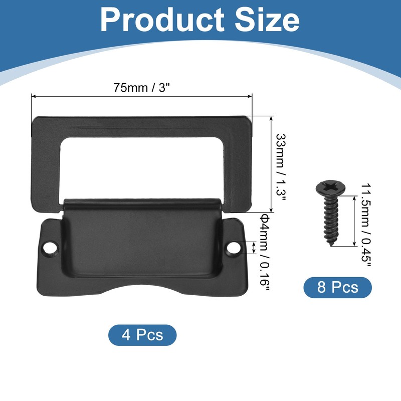 4Pcs Recessed Pull Door Handle Invisible Flush Pull Handle with Screw Black gallery