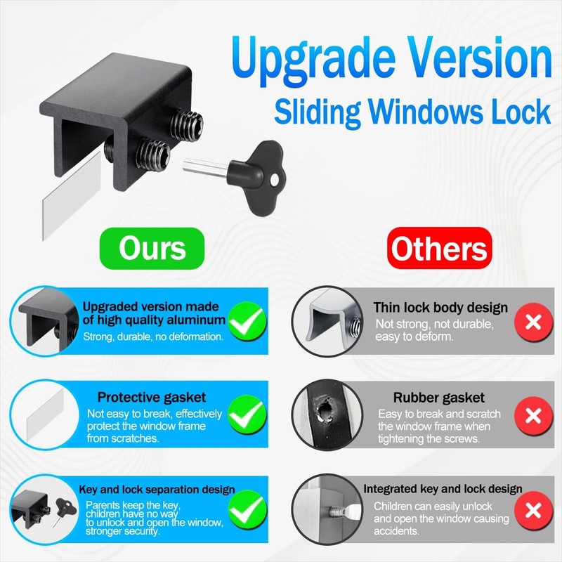 Window Locks4 Pack Sliding Window Locks with Key for Vertical & Horizontal Slid gallery