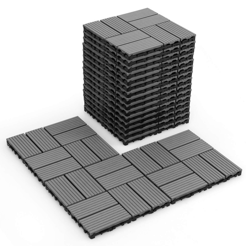 18PCS Interlocking Deck Tiles 12″ x 12″ Waterproof All Weather Flooring Covering