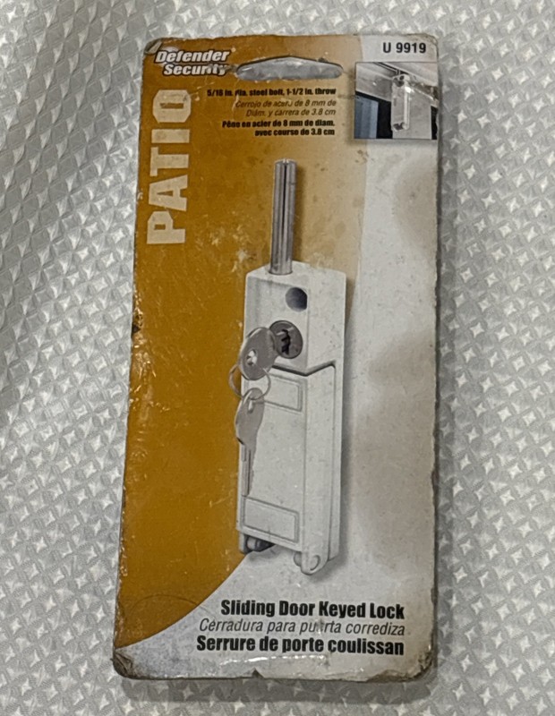 Defender Security U 9919 Keyed Deadbolt Lock White Finish Patio Door