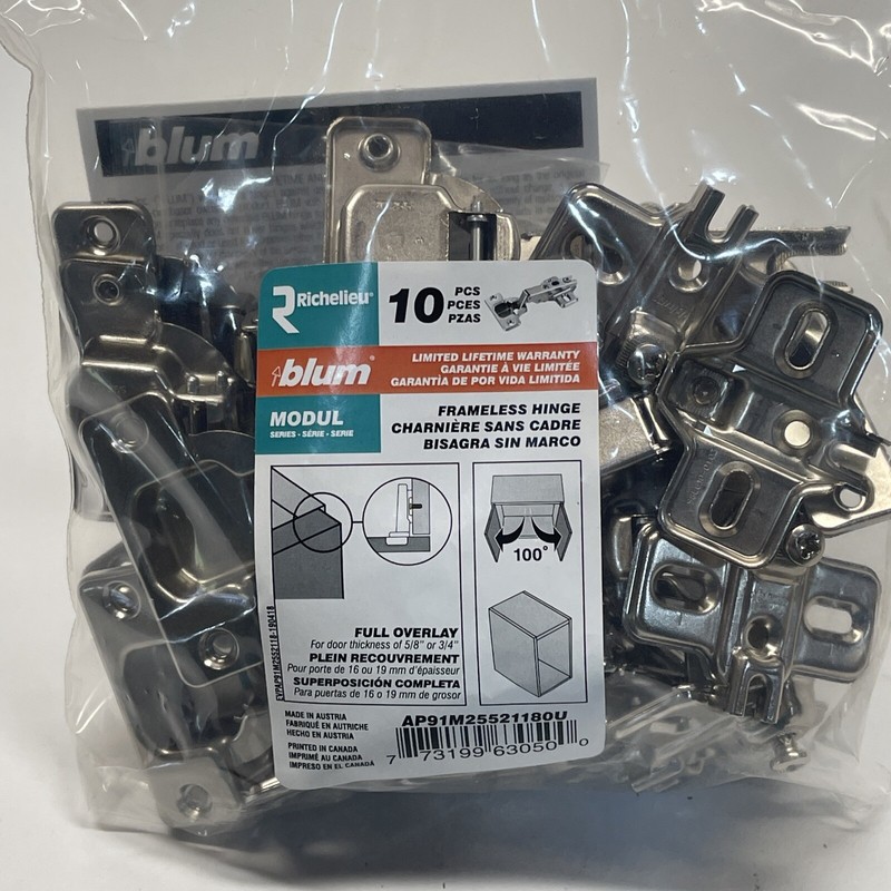 Blum 100-Degree Full Overlay Concealed Self-closing Nickel Plated Cabinet Hinge gallery