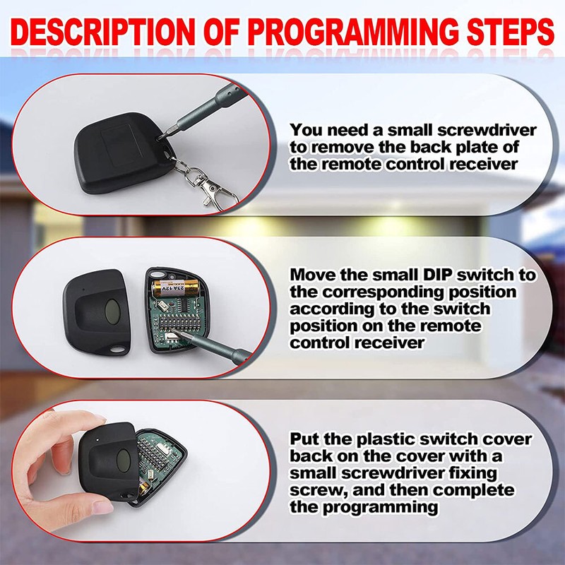 MultiCode 3060 Compatible Firefly 300MCD21K Keychain Remote 300MHz 10 Dip Switch gallery