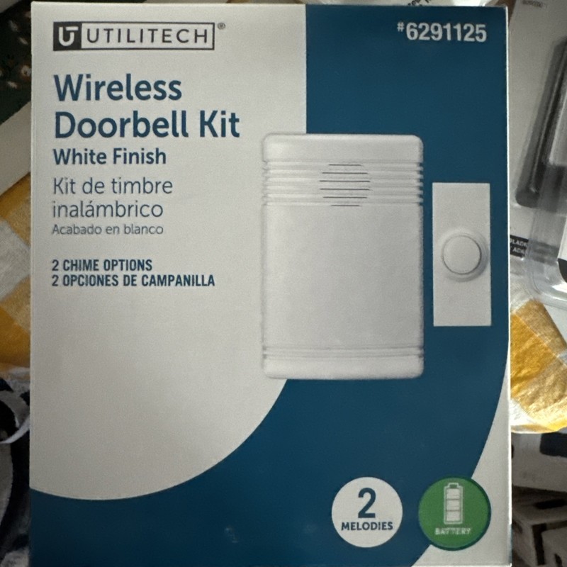 utilitech wireless doorbell kit, battery operated, 2 melodies #6291125