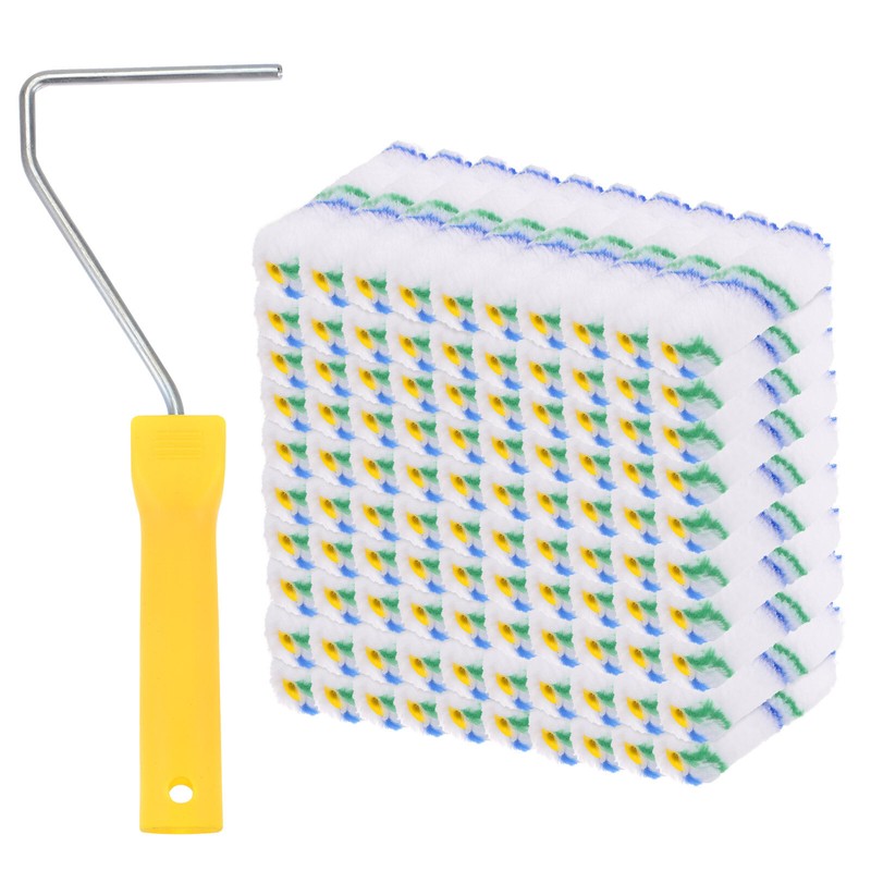 100pcs Paint Roller Kit 4 Inch Fiber Small Paint Roller Brush with Handle