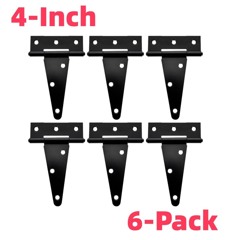 4″/6″ Heavy Duty T Strap Hinges Gate Hinges for Shed Fence Door Black,6/12-Pack