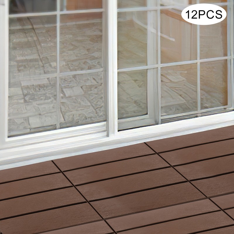 12-Pack Weatherproof Interlocking Deck Tiles Floor Tile 30*30cm Balcony Flooring gallery