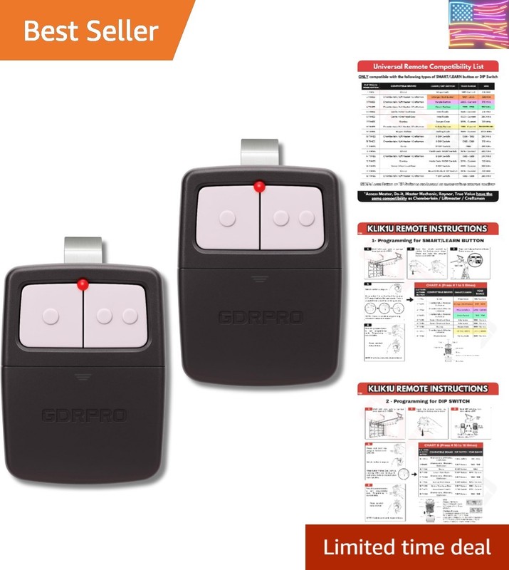 2X Universal Garage Door Opener Remote, Replaces Clicker 375LM, 375UT, KLIK1U…