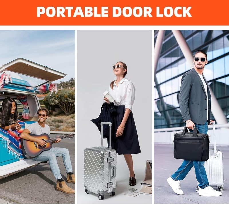 Portable Adjustable Door Lock for Travel, Home, Hotel – Extra Security & Privacy gallery