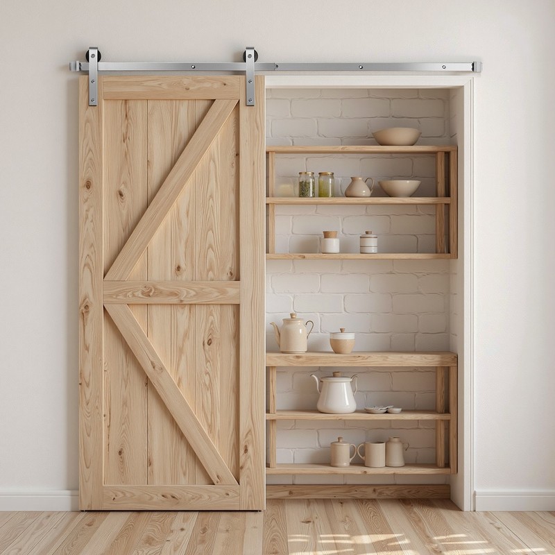 VEVOR 6FT Sliding Barn Door Hardware Kit for Single Sliding Barn Door Silver gallery