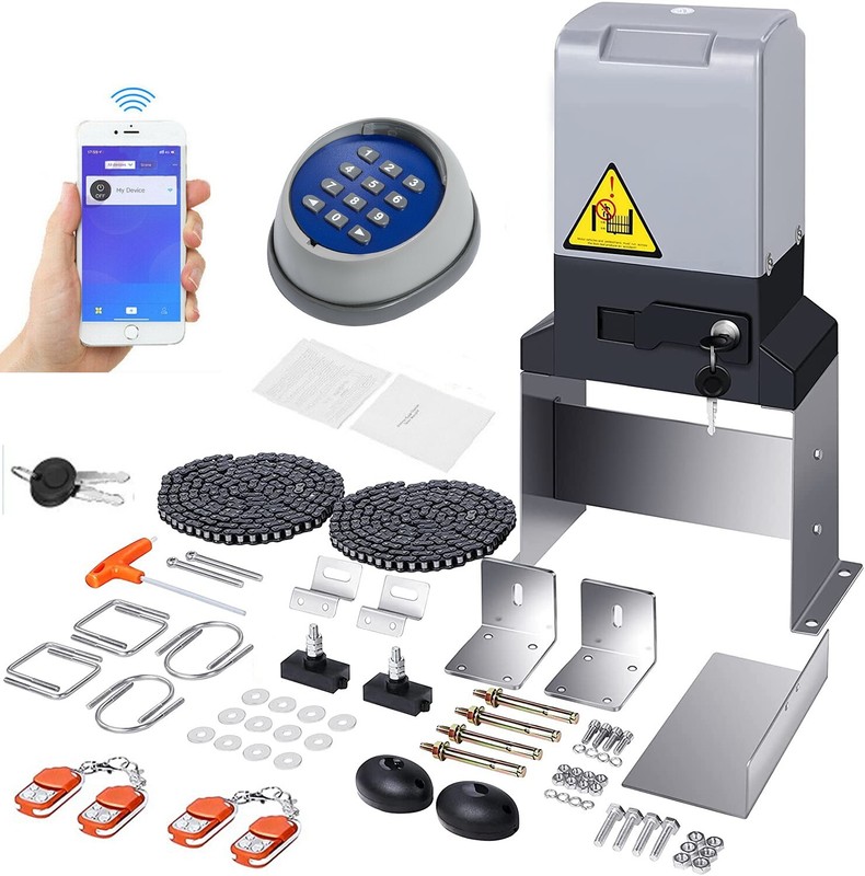 750W 4000lbs Automatic Sliding Gate Opener Door Operator APP Control w/4 Remotes