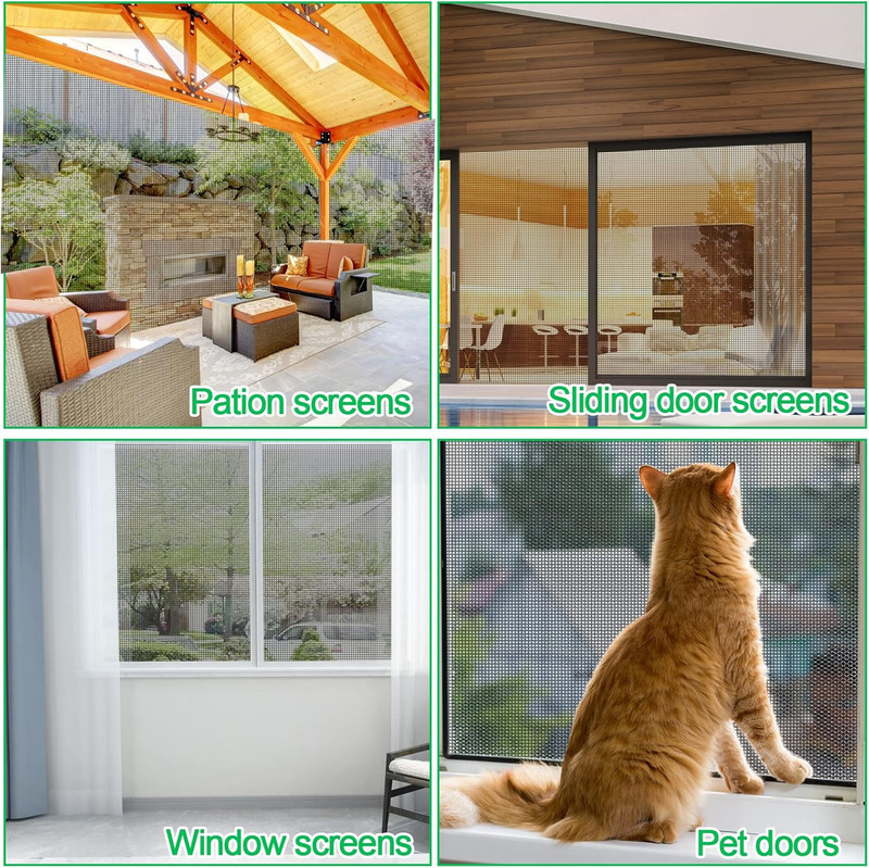 QWR Pet Proof Window Screen Replacement Kit, 39"X118" Durable High Hardness Scre gallery