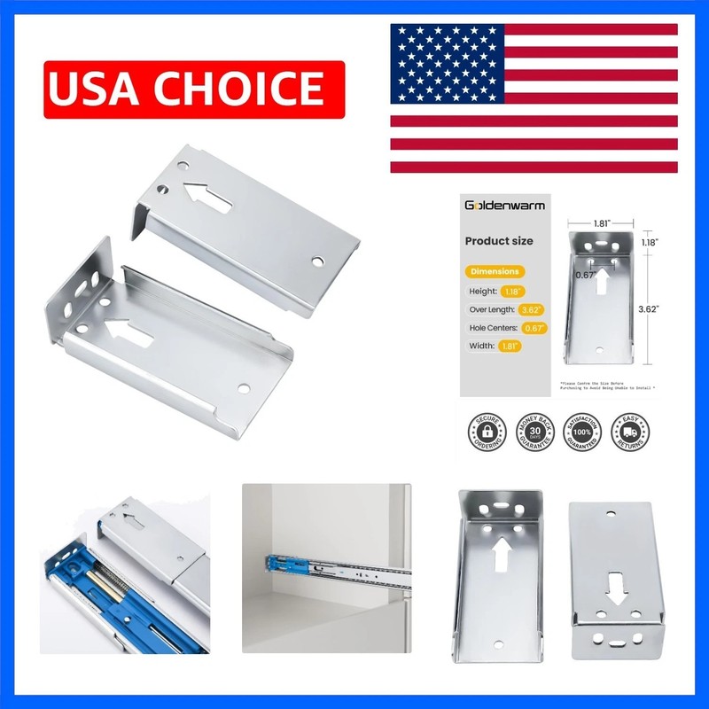 10 Pairs 20 Packs Rear Mount Brackets for Soft Close Cabinet Drawer Slides, M…