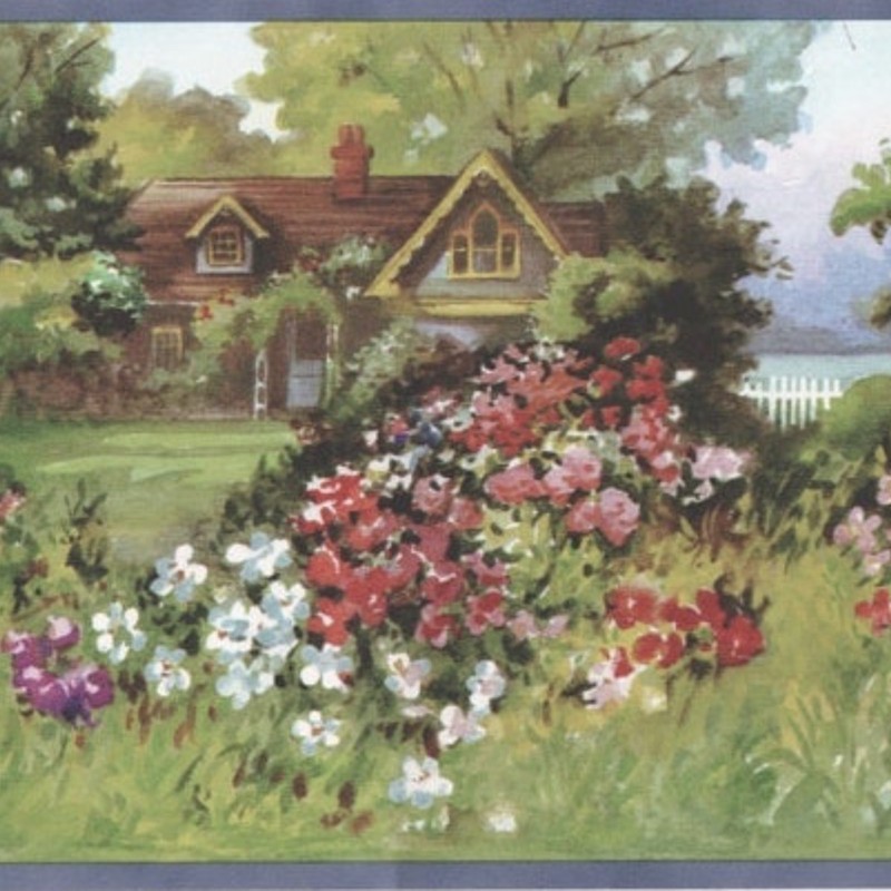 Cottage Garden Wallpaper Border Rustic Farmhouse Prepasted 15ftx6in