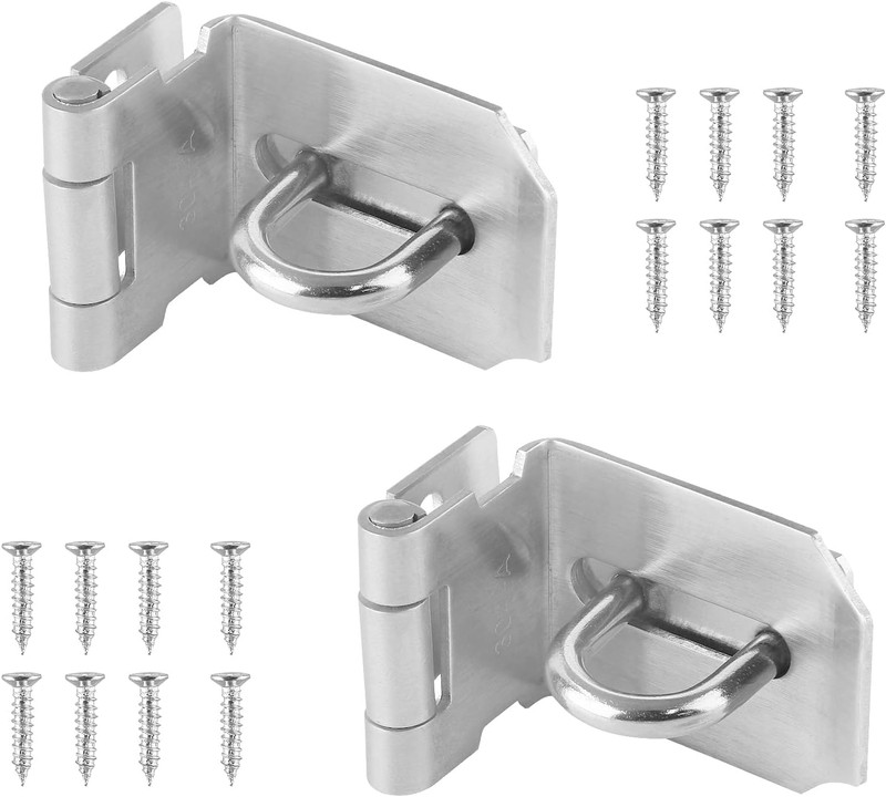 2 Pack 3 Inch 90 Degree Padlock Hasp Right Angle Door Latch Lock for Shed Barn