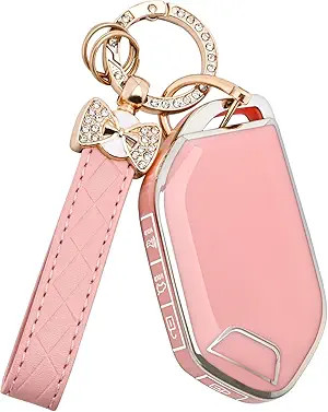Key Fob Cover – 5 Button Soft TPU Key Case Protection Fit for Tell Color: Pink