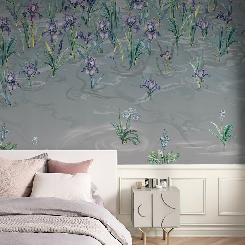 Iris Freshness Grand Mural Spring Blossom Water Pattern Peel and Stick HomeDecor