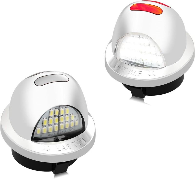 Chrome LED License Plate Lights Red Neon Tube Tag Light Compatib Color: chrome