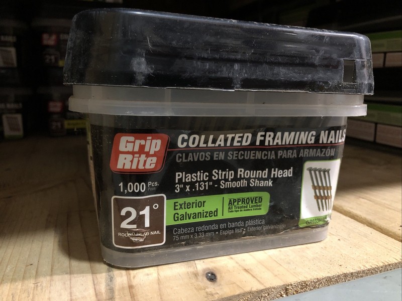 Grip Rite Round Head Framing Stick Nails Collated 21° Smooth Plastic Strip