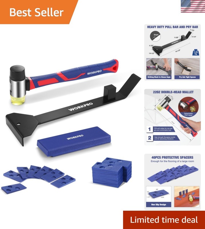 43PC Laminate Flooring Installation Kit- Rubber Mallet with Fiberglass Handle…