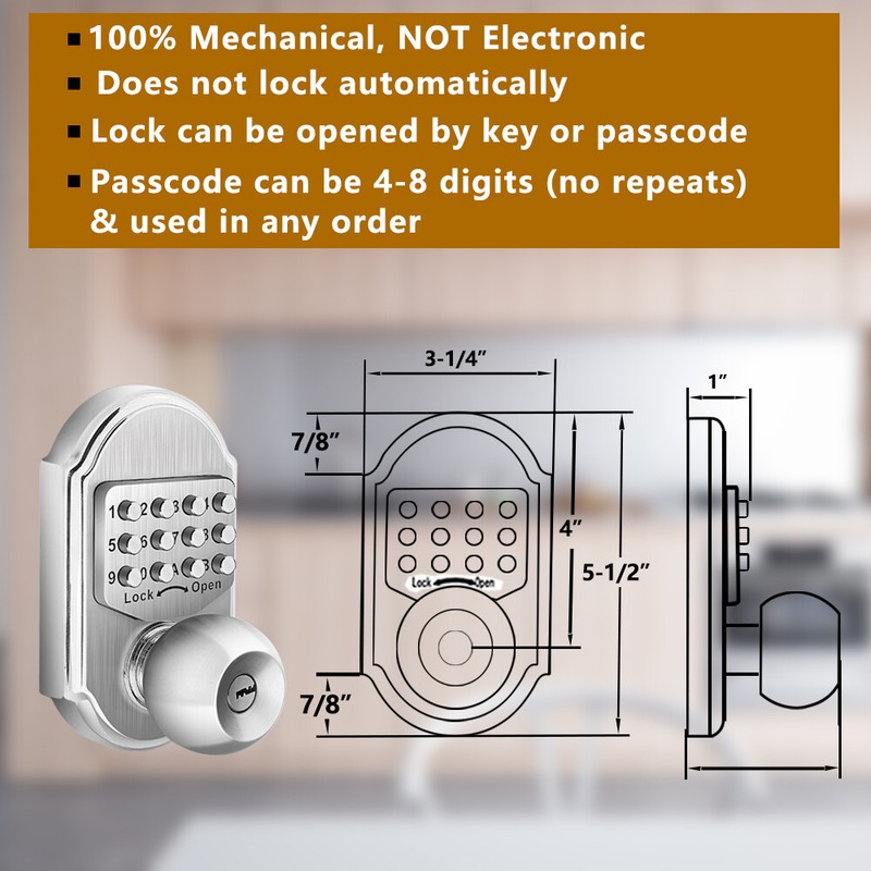 Mechanical Keyless Entry Door Lock Digital Code Keypad Knob Combination Deadbolt gallery