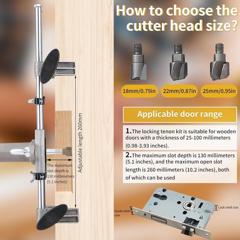 Professional Door Lock Mortiser Jig Kit Tungsten Steel Cutters gallery