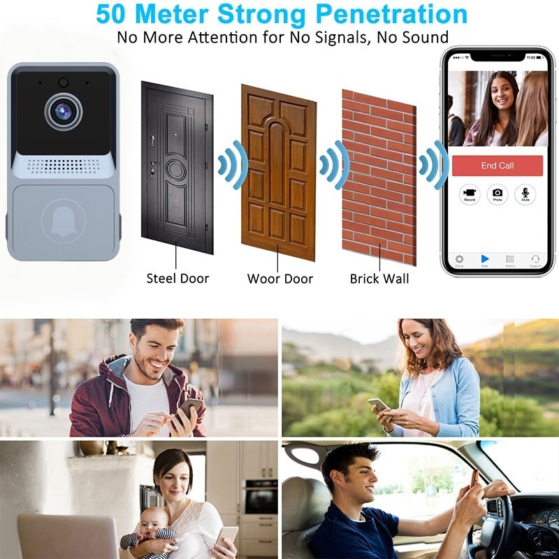Smart Wireless WiFi Doorbell Intercom Video Camera Door Ring Bell Chime Security gallery
