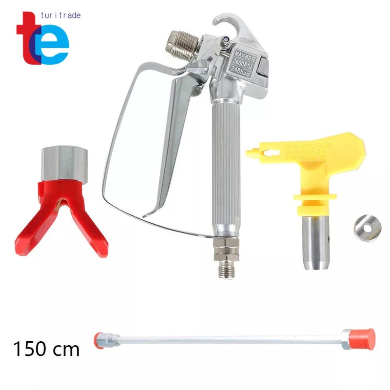 150cm Universal Airless Paint Extension Pole Rod+3600PSI Airless Paint Spray Gun
