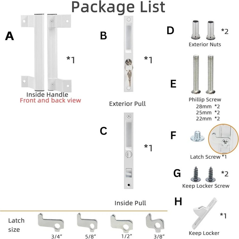 Sliding Glass Door Handle Set with Lock – Aluminum Handle, Fits 6-5/8 In. Hole S gallery